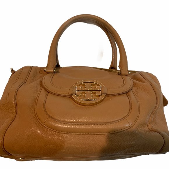 TORY BURCH AMANDA MIDDY CAMEL LOGO  HANDBAG - Picture 3 of 7